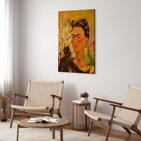 Quadro - Frida Kahlo – Self-Portrait with Monkey and Parrot