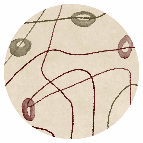 Carta da parati rotonda - Lines and shapes – bead labyrinth on a pale washed background
