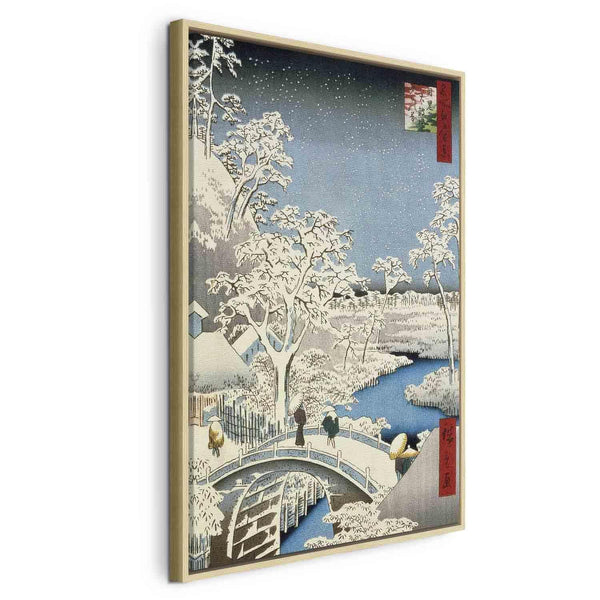Quadro - Utagawa Hiroshige – Drum bridge and Setting Sun Hill at Meguro