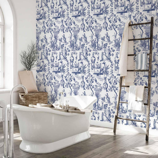 Tappezzeria murale - Blue antique – a delicate pattern with Greek and botanical motifs