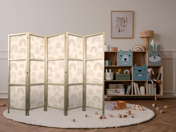 Paravento giapponese - August Sky - Rainbows of various sizes in muted colors