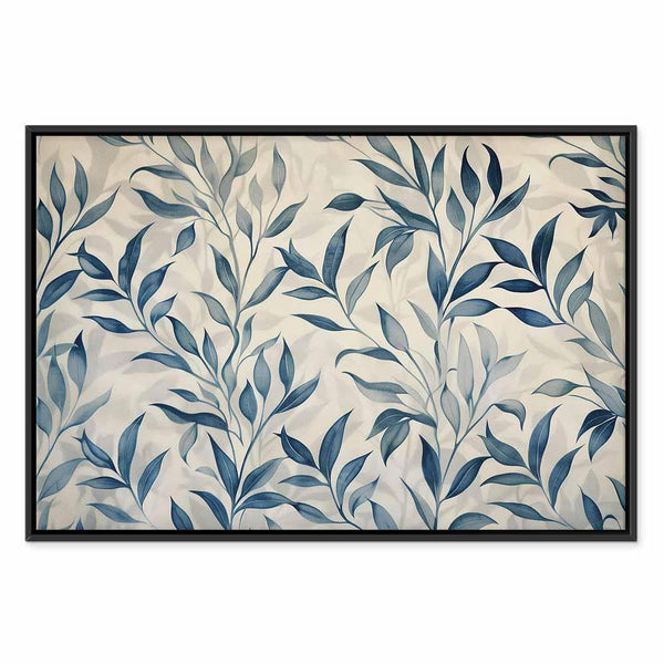 Quadro - Leaves in Blue Color Delicate Botanical Motif