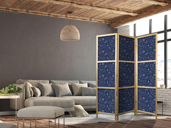 Paravento giapponese - Cosmic Inspirations - Pattern with Stars and Constellations on a Dark Background