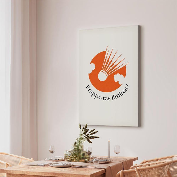 Quadro - Badminton Shuttlecock on an Orange Circle Background