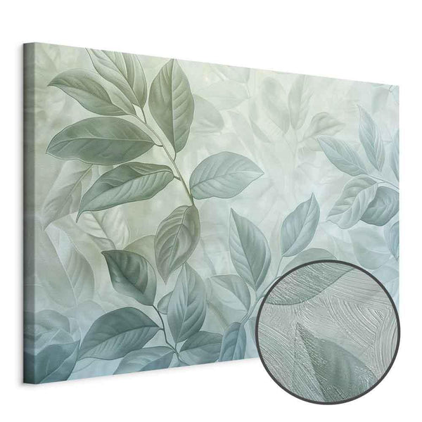 Quadro - Large Leaves in Shades of Green-Mint: Botanical Motif