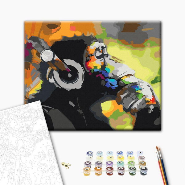 Quadro fai da te - Monkey In Headphones (Multi Colour)