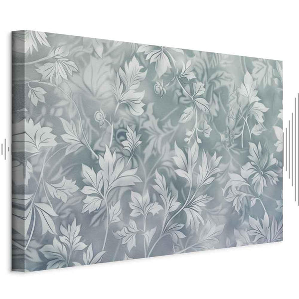Quadro - Ornaments in Worn Muted Turquoises: Delicate Plant Pattern