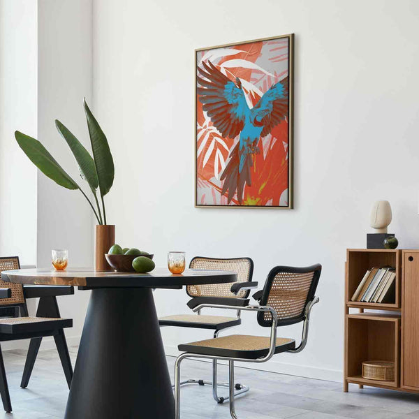 Quadro - Exotic Wings - Parrot Among Abstract Leaf Patterns