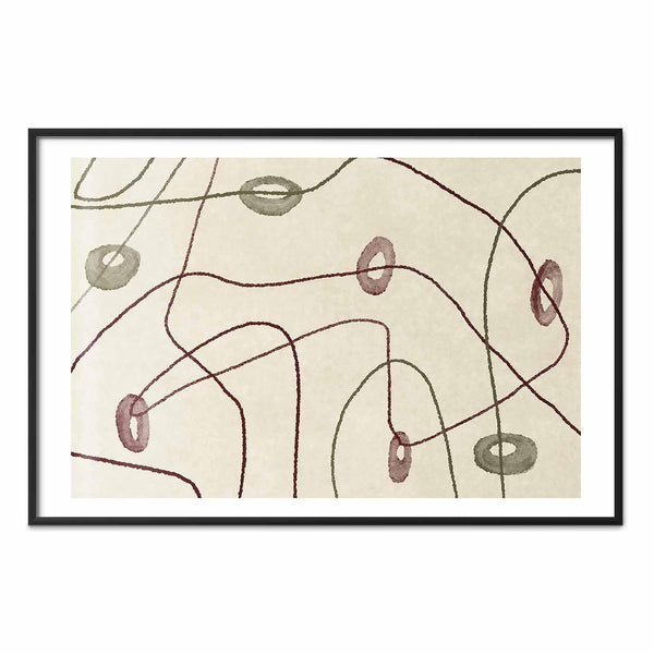 Poster - Lines and Shapes - a bead labyrinth on a pale, worn background