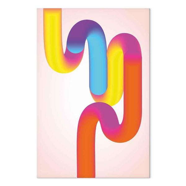 Quadro - Colorful Turns - Dynamic Composition in Shades of Yellow Pink and Blue