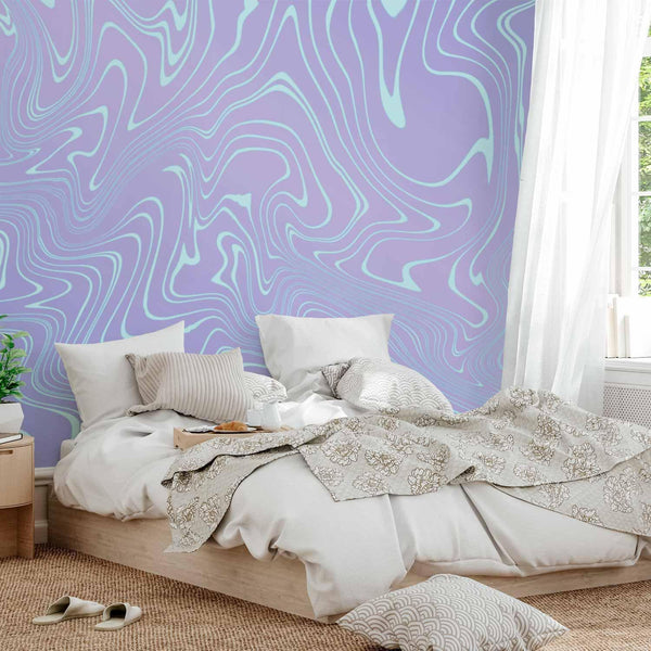 Carta da parati - Sea Abstraction - Intriguing Composition of Wavy Shapes in Shades of Blue