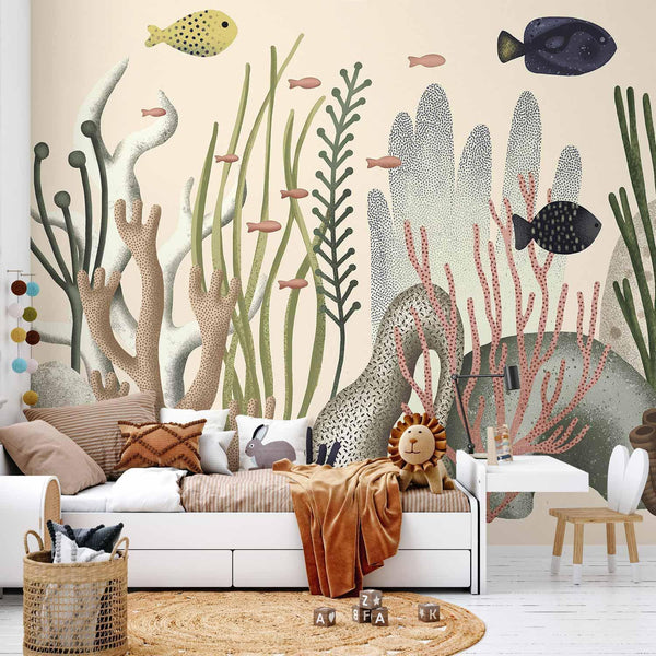 Carta da parati - Underwater World - Fish and Corals in Pastel Colours