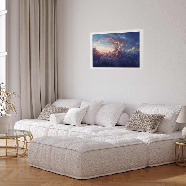 Poster - Sun in Hiding: The Golden Face of the Sky Over the Cloudy Sea