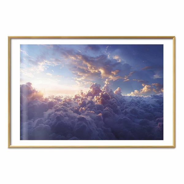 Poster - Sun in Hiding: The Golden Face of the Sky Over the Cloudy Sea