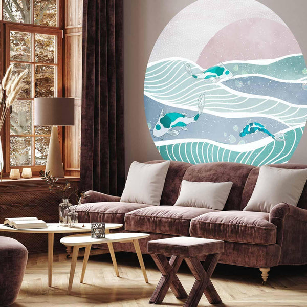 Carta da parati rotonda - Fish on the waves