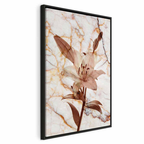 Quadro - Elegance of a Flower (1-part) - Delicate Lily on Marble in Sepia