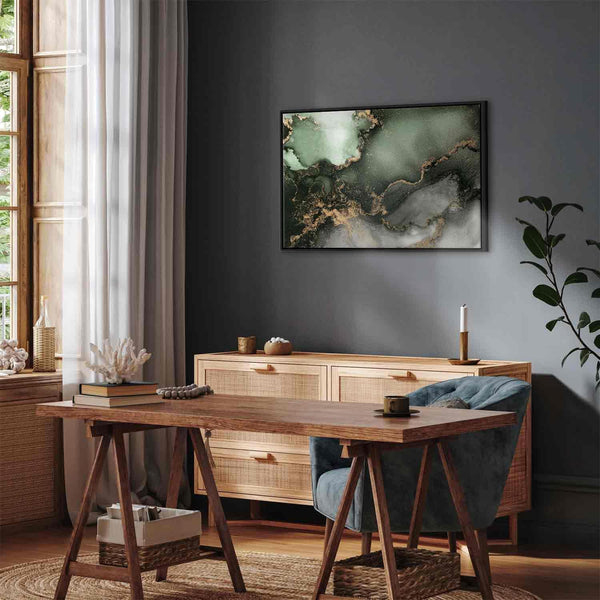 Quadro - Green watercolour - abstraction inspired by the structure of marble