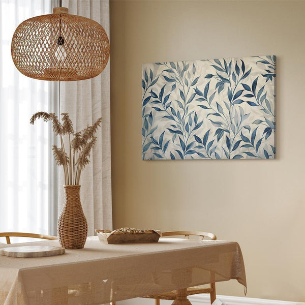Quadro - Leaves in Blue Color Delicate Botanical Motif