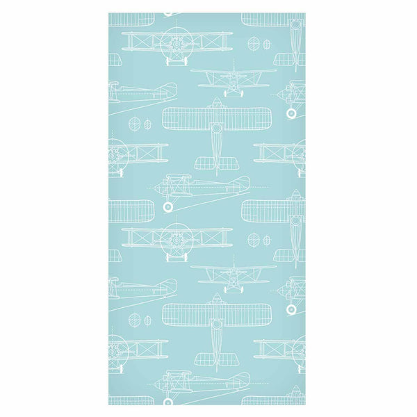 Tappezzeria murale - Sketch - Outline of an airplane in white on a turquoise background