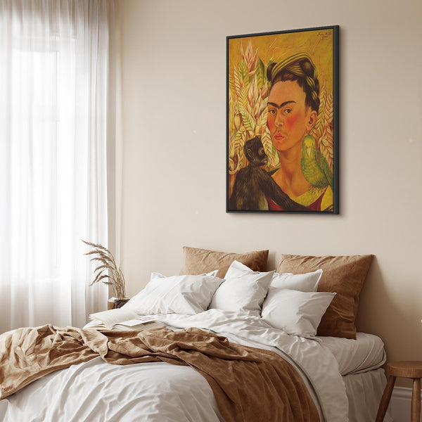 Quadro - Frida Kahlo – Self-Portrait with Monkey and Parrot