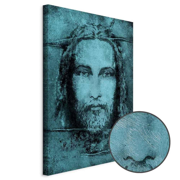 Quadro - Shroud of Turin in Turqoise (1 Part) Vertical