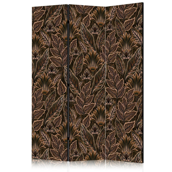 Paravento - Dense Vegetation - Botanical Patterns in Illustrative Style Brown