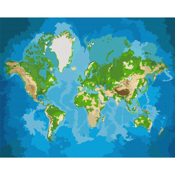 Quadro fai da te - World Map (Blue & Green)