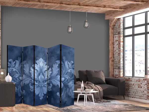 Paravento - Ornament in Blue and Cool Colors Dark Blue Decoration