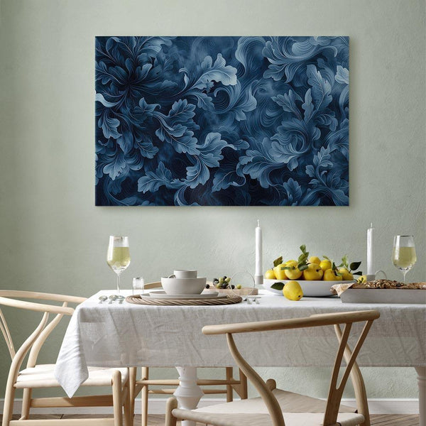Quadro - Abstract Ornaments Dark Blue Victorian Leaves