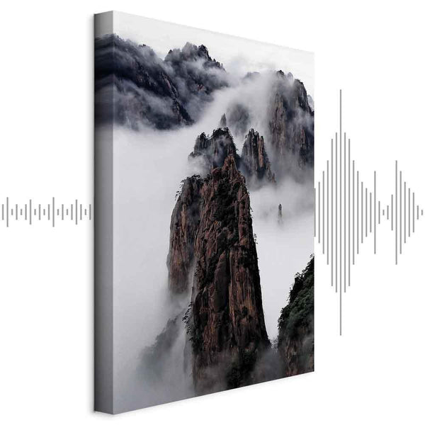 Quadro - High Mountains in Mist (1-part) - Landscape of Clouds Amid Rocks