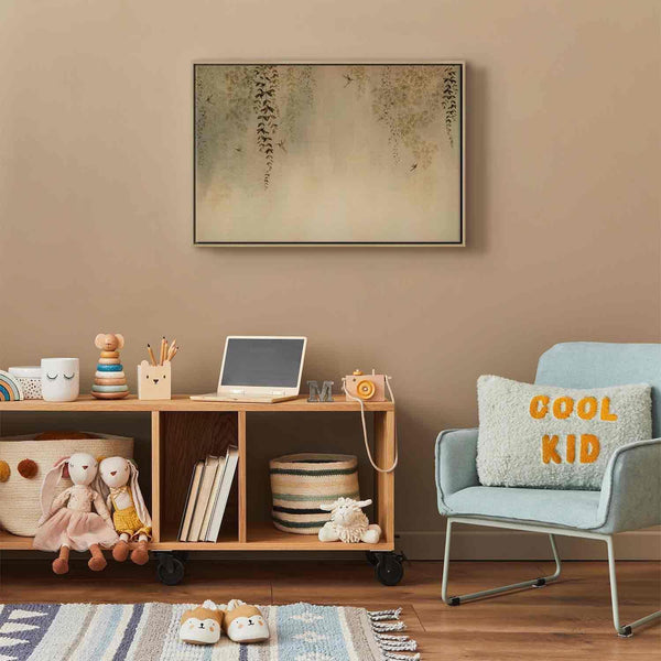 Quadro - Spring Orchard - Hummingbirds Among Tree Branches in Beige Shades