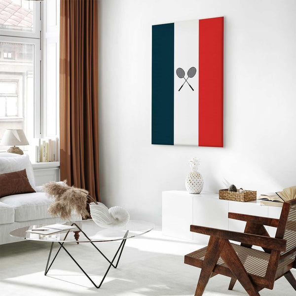 Quadro - Black Badminton Rackets Against the Backdrop of the French Flag