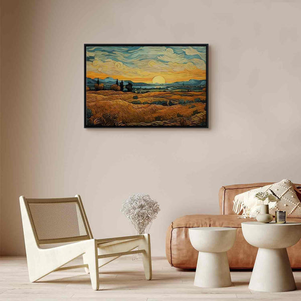 Quadro - Impressionistic fields - painted golden landscape with fields of grain
