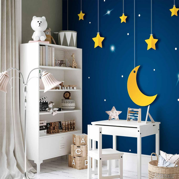 Carta da parati - Skyline - night sky landscape with stars and moon for children