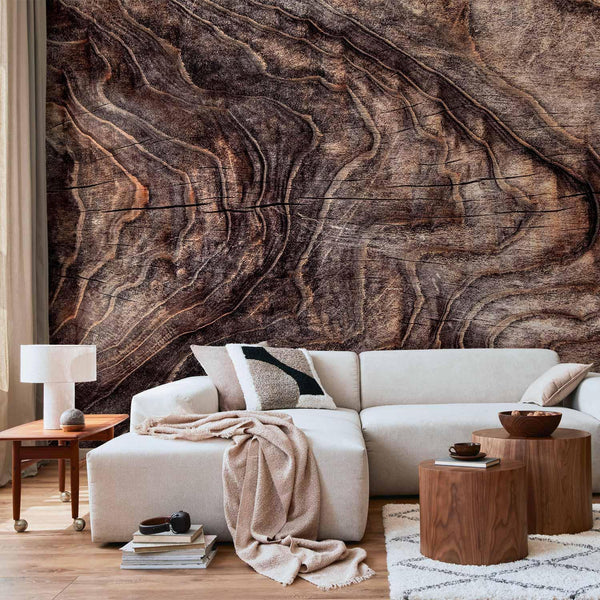 Carta da parati - Signs of the times - an abstract background with the wrinkled bark of an old tree