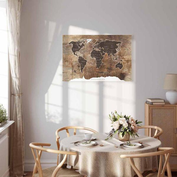 Quadro - World Map: Wooden Mosaic