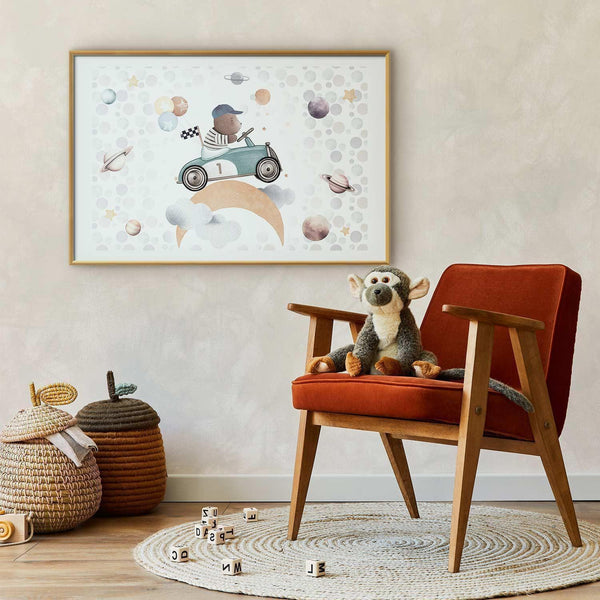 Poster - Bear in a Race Car