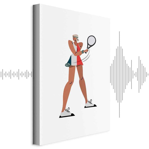 Quadro - Tennis Player With a Racket on a Light Background - Illustration