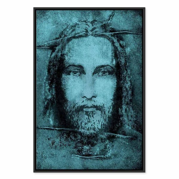 Quadro - Shroud of Turin in Turqoise (1 Part) Vertical