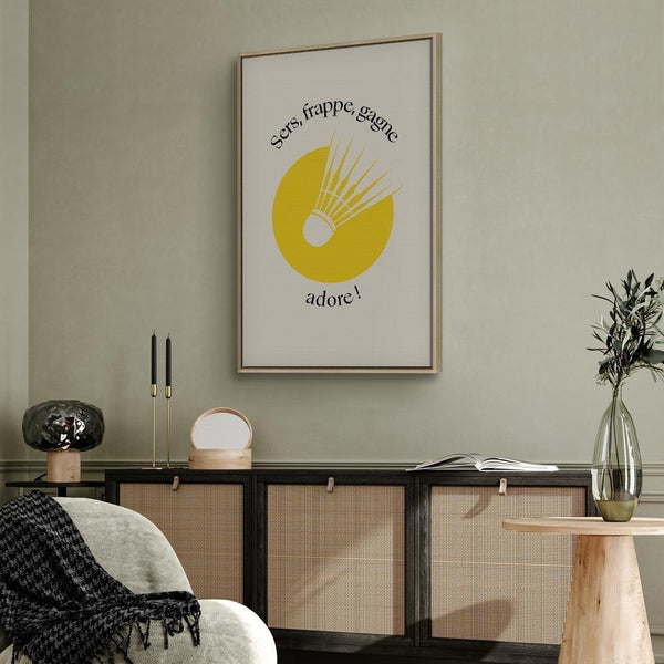 Quadro - Badminton Shuttlecock on a Yellow Circle Background