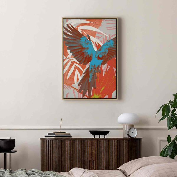 Quadro - Exotic Wings - Parrot Among Abstract Leaf Patterns