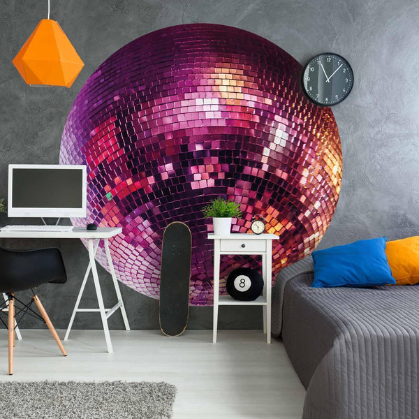 Carta da parati rotonda - Magenta disco ball