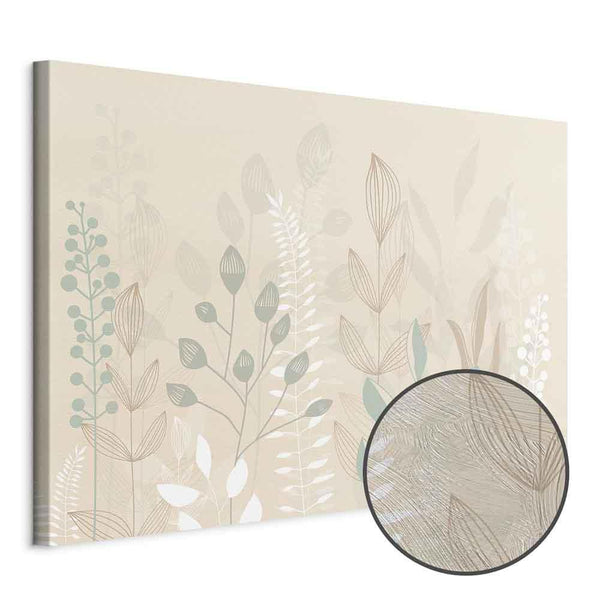Quadro - Morning in the Meadow - Various Pastel Plants on a Beige Background