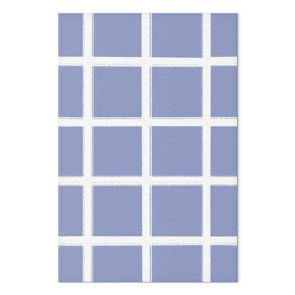 Quadro - Lines and Symmetry - Expressive White Grid on a Blue Background