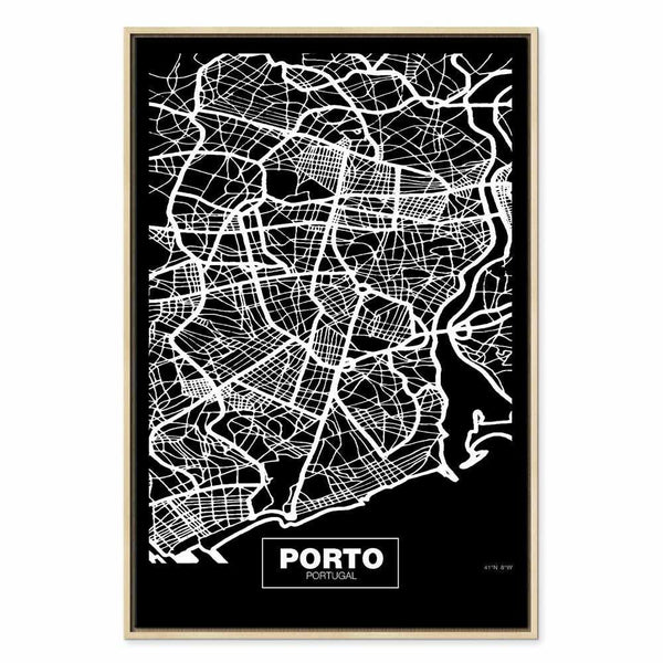 Quadro - Negative Map: Porto (1 Part) Vertical