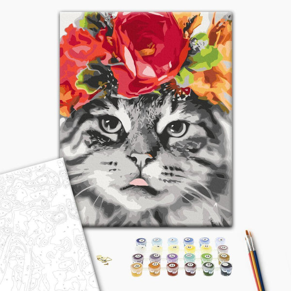 Quadro fai da te - Cat With Flowers