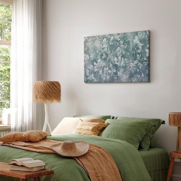 Quadro - Ornaments in Worn Muted Turquoises: Delicate Plant Pattern