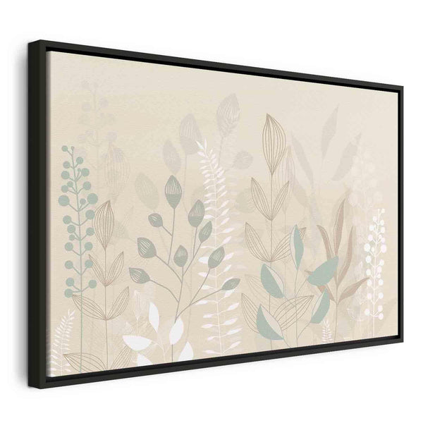 Quadro - Morning in the Meadow - Various Pastel Plants on a Beige Background