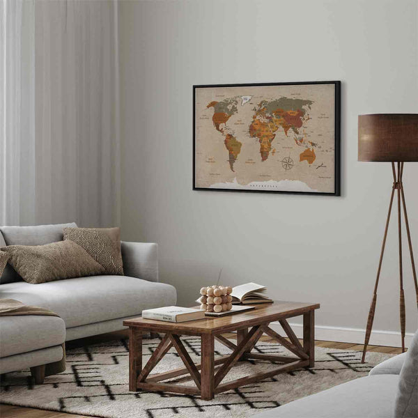 Quadro - World Map: Beige Chic
