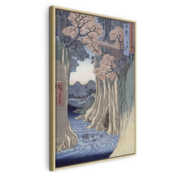 Quadro - Utagawa Hiroshige – The monkey bridge in the Kai province